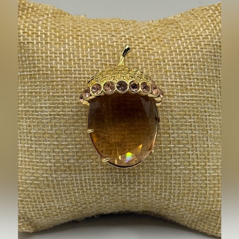 Crystal Acorn Shimmery Brooch Pin Preowned